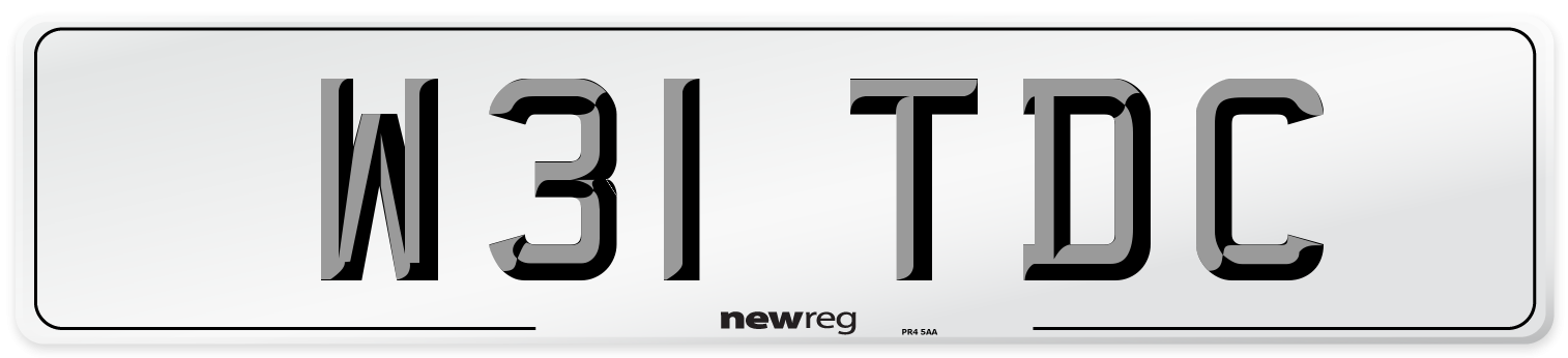 W31 TDC Number Plate from New Reg